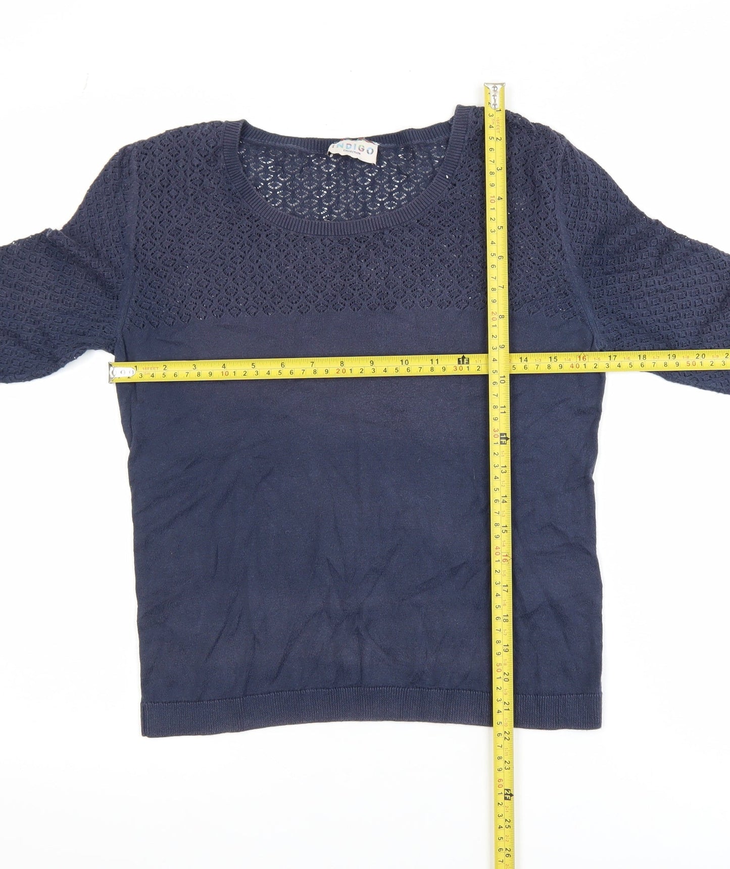 Womens UK Size 10 Marks and Spencer Blue Jersey Blouse