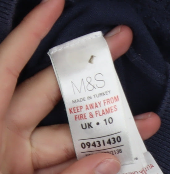 Womens UK Size 10 Marks and Spencer Blue Jersey Blouse
