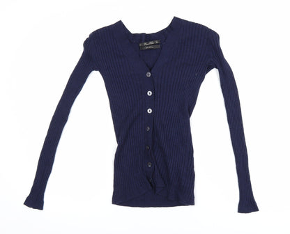 Womens UK Size 8 Zara Blue Cardigan Jumper