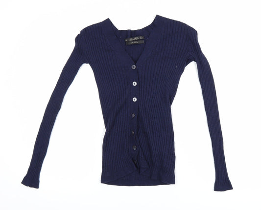 Womens UK Size 8 Zara Blue Cardigan Jumper