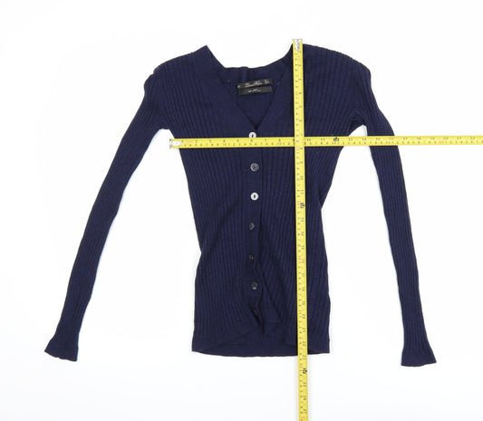Womens UK Size 8 Zara Blue Cardigan Jumper