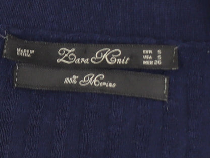 Womens UK Size 8 Zara Blue Cardigan Jumper