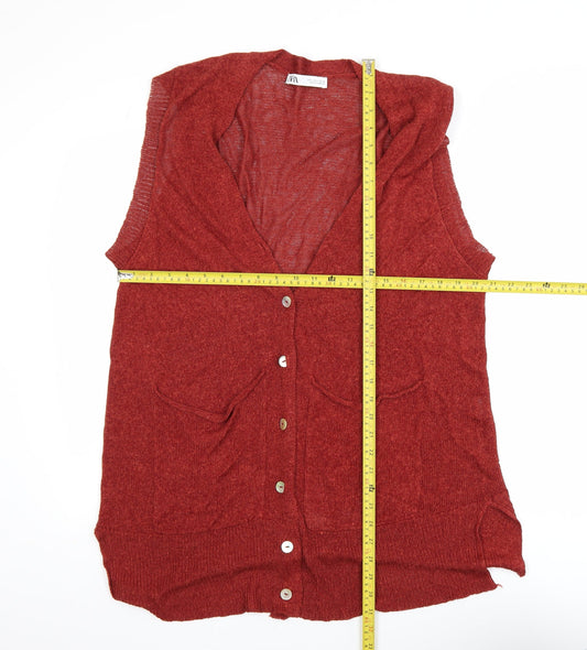 Womens UK Size 14 Zara Red Cardigan Jumper