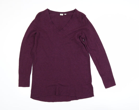 GAP Maternity Plum V-Neck Long Sleeve Wool Blend Jumper Size M