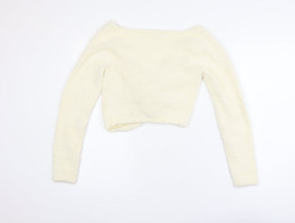 ASOS Womens Ivory Long Sleeve Twist Front Knit Cardigan UK 12
