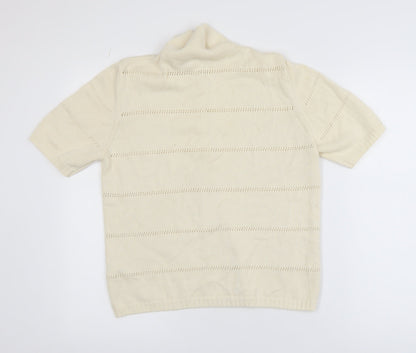 Marks and Spencer Women’s Ivory Cotton Button-Up Short Sleeve Top Size 12