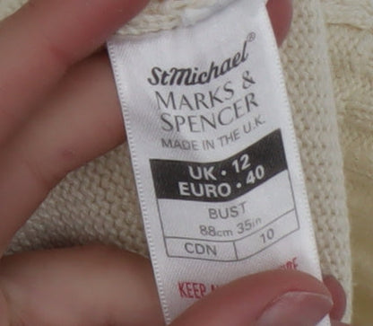Marks and Spencer Women’s Ivory Cotton Button-Up Short Sleeve Top Size 12