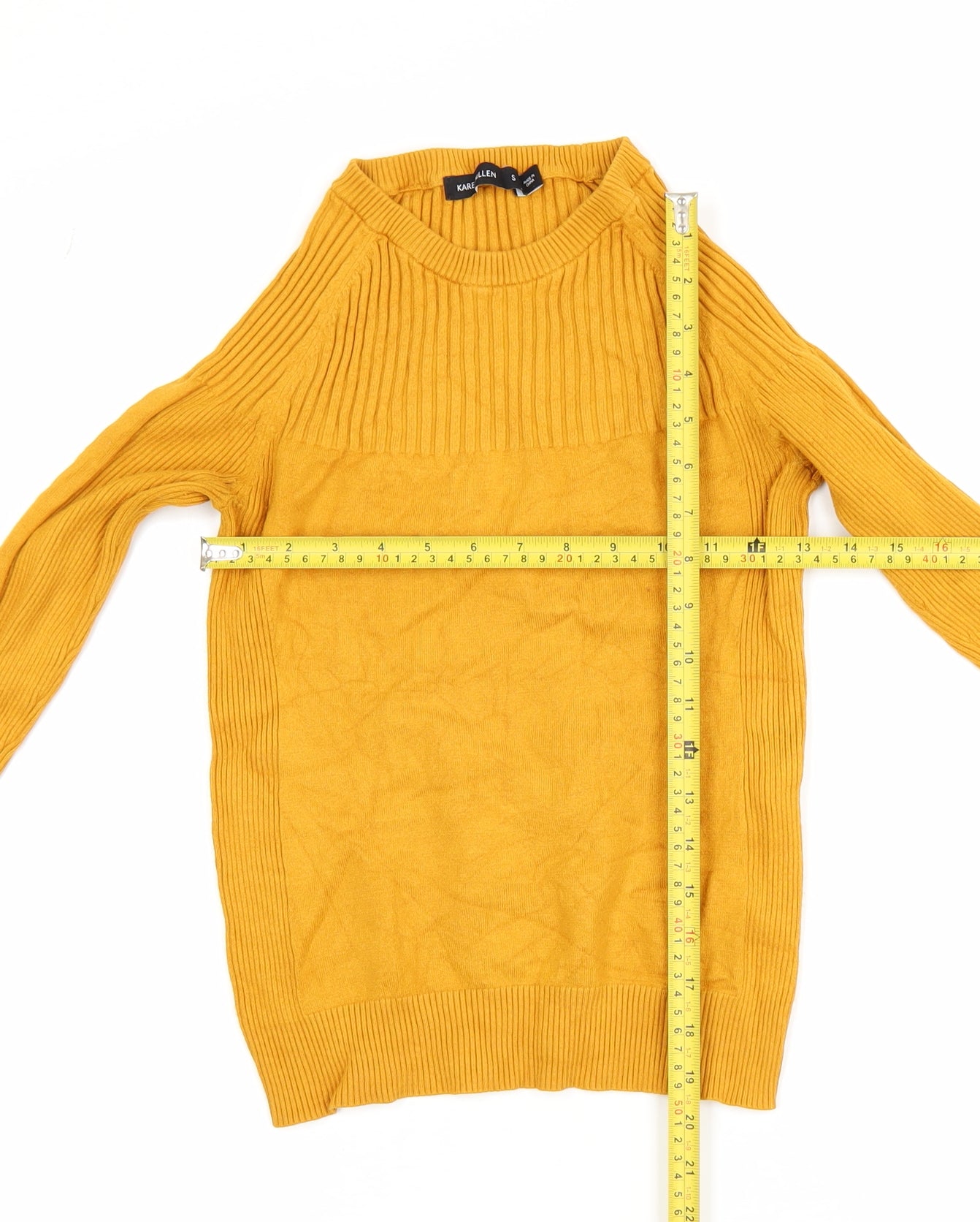 Karen Millen Women Yellow High Neck Slim Fit Knit Jumper Size S