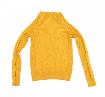 Karen Millen Women Yellow High Neck Slim Fit Knit Jumper Size S