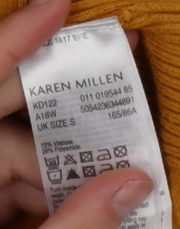 Karen Millen Women Yellow High Neck Slim Fit Knit Jumper Size S