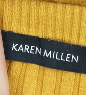 Karen Millen Women Yellow High Neck Slim Fit Knit Jumper Size S