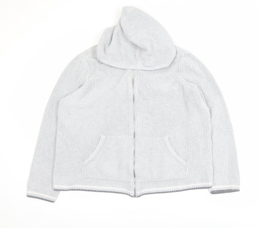 Womens UK Size L Lands' End Grey Full Zip Jumper
