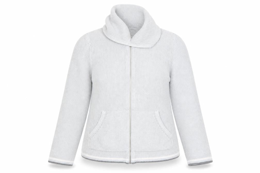 Womens UK Size L Lands' End Grey Full Zip Jumper