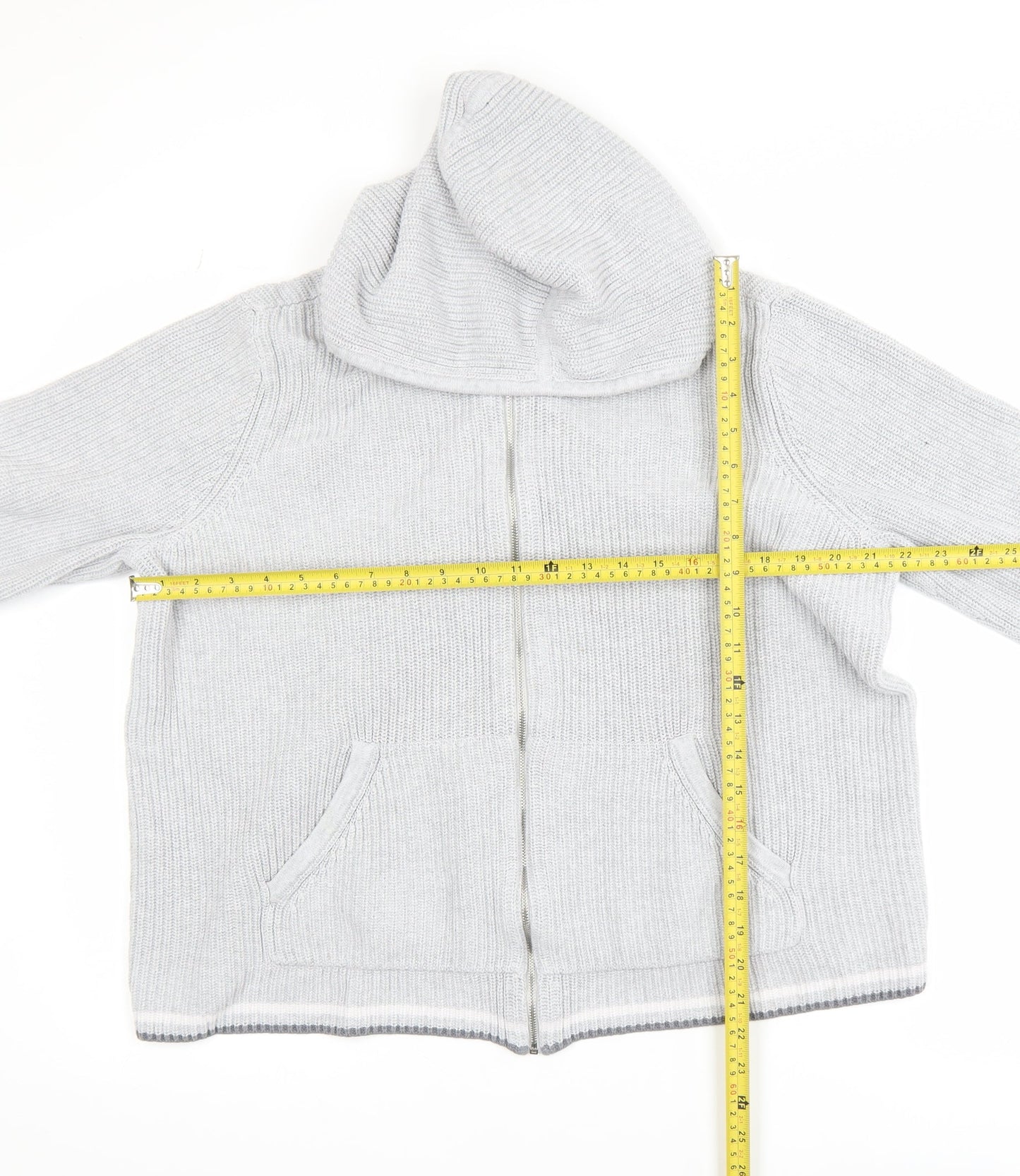 Womens UK Size L Lands' End Grey Full Zip Jumper