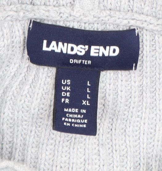 Womens UK Size L Lands' End Grey Full Zip Jumper