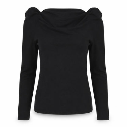 Ann Taylor Womens Black XS Off the Shoulder Long Sleeve Top