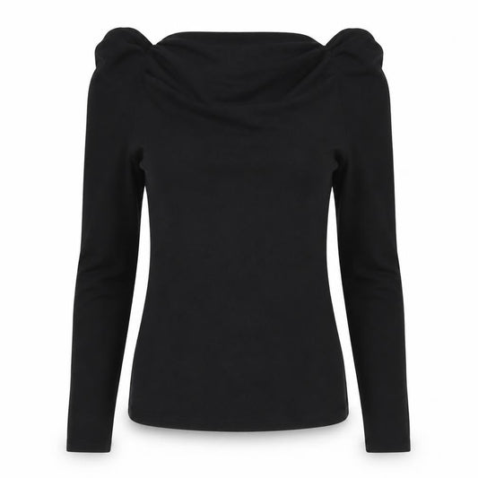 Ann Taylor Womens Black XS Off the Shoulder Long Sleeve Top