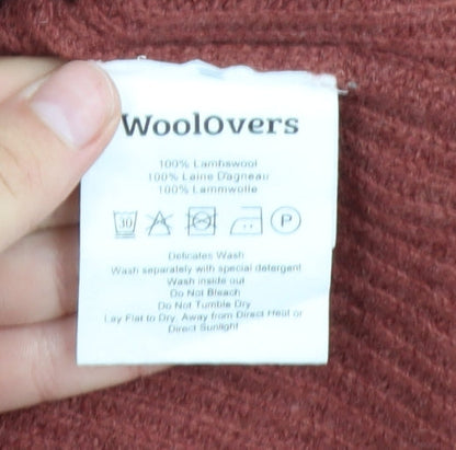 WoolOvers Womens Brown Lambswool Mock Neck Cable Knit Jumper L