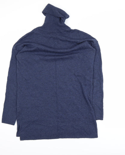 Fat Face Womens Blue Roll Neck Wool Cashmere Tunic Jumper UK 12