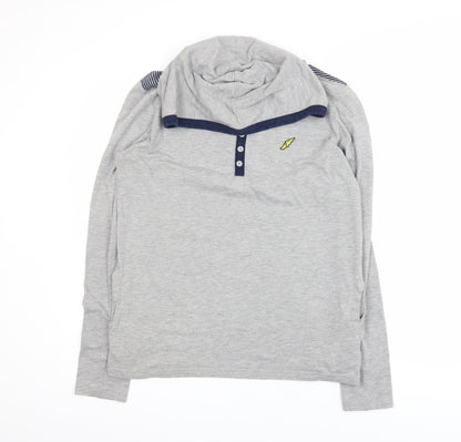 Brookhaven Men's Grey Henley Hoodie Medium Lightweight Jersey Top