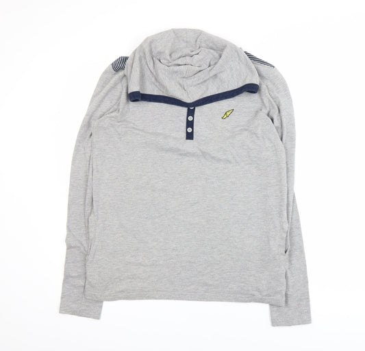 Brookhaven Men's Grey Henley Hoodie Medium Lightweight Jersey Top