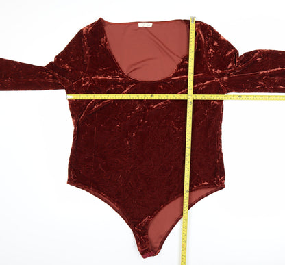 Little Lies Women’s Brown Velvet Long Sleeve Bodysuit Size 22