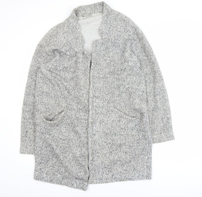 Zara Women Grey XL Chunky Knit Open Cardigan Relaxed Fit