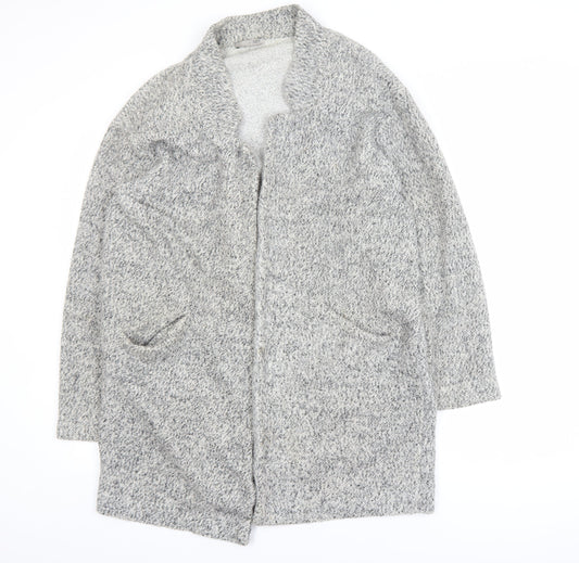 Zara Women Grey XL Chunky Knit Open Cardigan Relaxed Fit