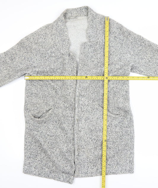 Zara Women Grey XL Chunky Knit Open Cardigan Relaxed Fit