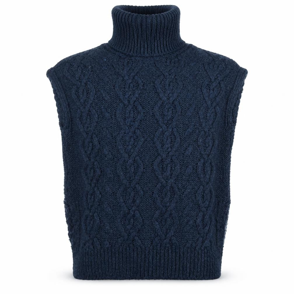 White Stuff Men's Blue Cable-Knit Roll Neck Sleeveless Jumper Vest S