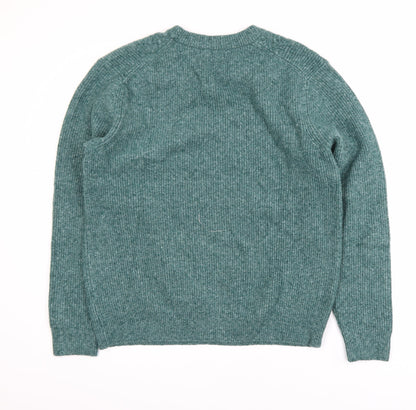 Marks and Spencer Men's Green Cable-Knit Wool Blend Jumper L