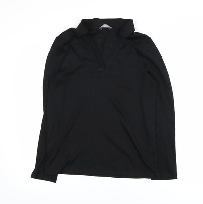 Marks and Spencer Women’s Black Long Sleeve V-Neck Jersey Blouse Size 12