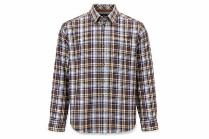 Marks and Spencer Blue Harbour Men's Brown Plaid Brushed Cotton Shirt M