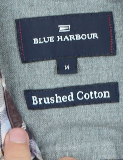 Marks and Spencer Blue Harbour Men's Brown Plaid Brushed Cotton Shirt M