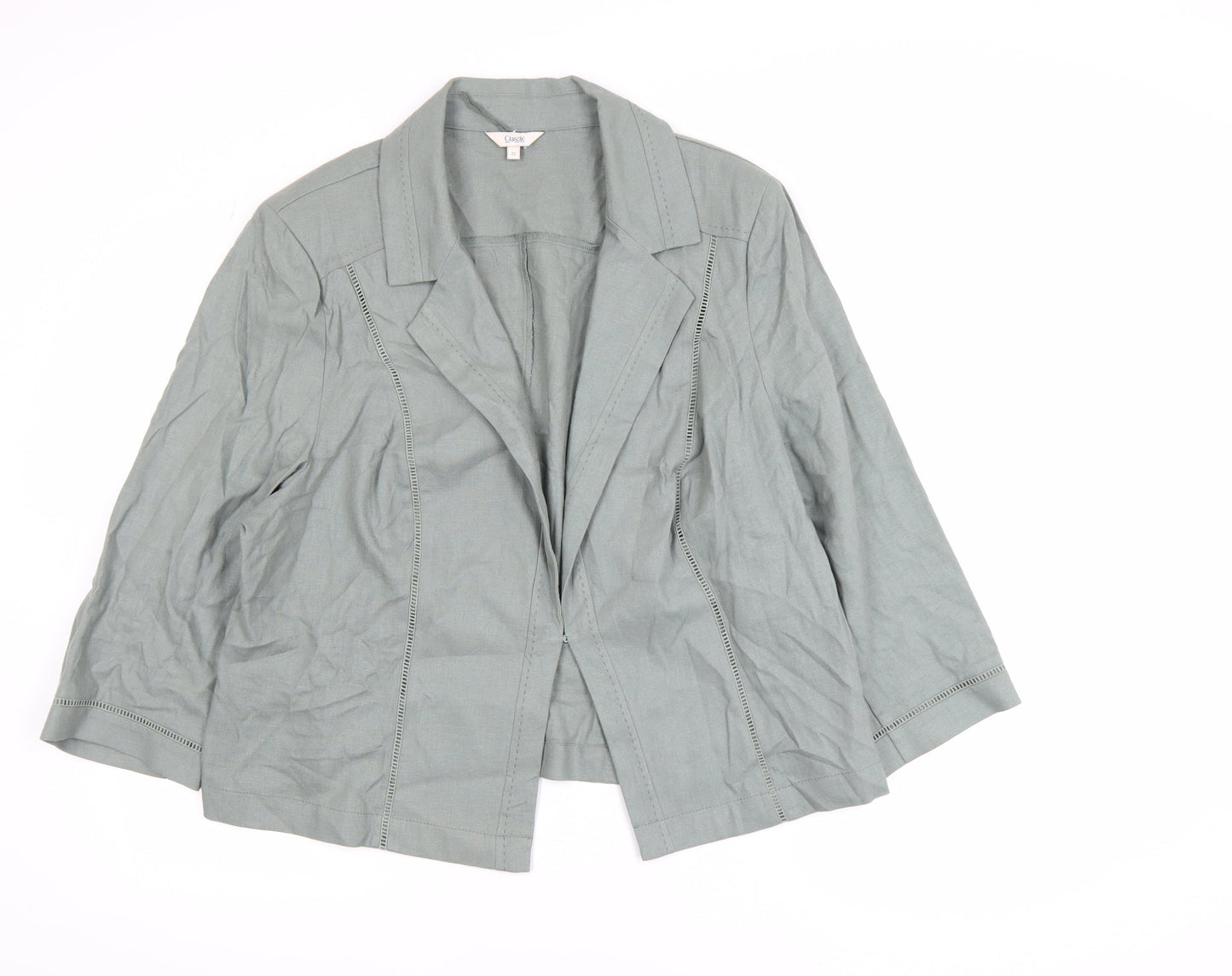 Marks and Spencer Women’s Green Linen Blazer Jacket Size 22 Classic
