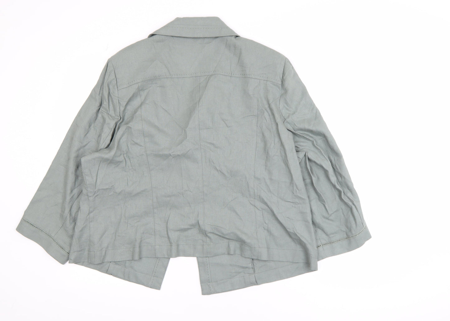 Marks and Spencer Women’s Green Linen Blazer Jacket Size 22 Classic