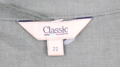 Marks and Spencer Women’s Green Linen Blazer Jacket Size 22 Classic