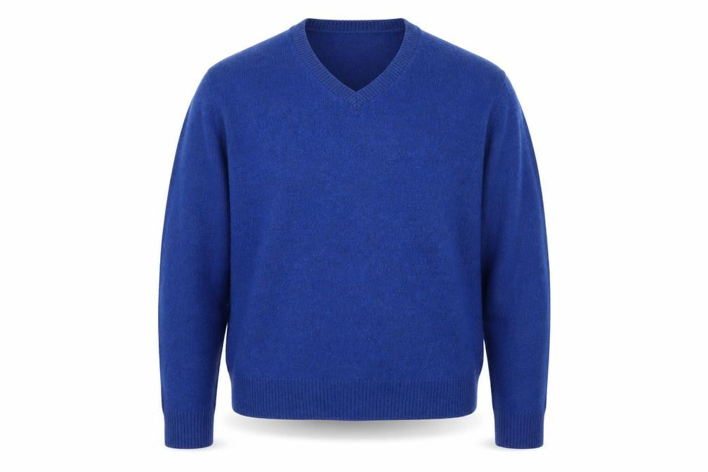 Marks & Spencer Men's Blue Wool V-Neck 2XL Pullover Jumper