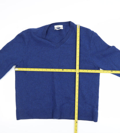 Marks and Spencer Men's Blue Wool V-Neck 2XL Pullover Jumper