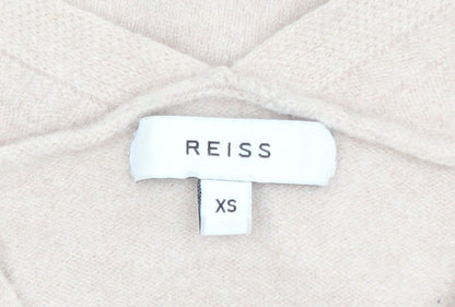 Reiss Womens Beige V-Neck Cashmere Jumper XS Classic Knitwear
