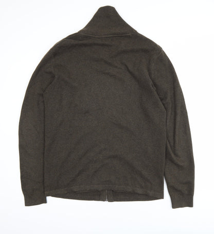 Next Men's Brown Cotton Full Zip High Neck Jumper Size L