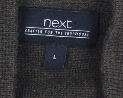 Next Men's Brown Cotton Full Zip High Neck Jumper Size L