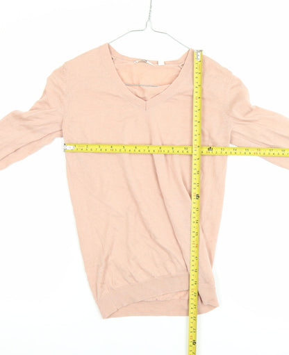 Uniqlo Womens Beige Wool V-Neck Pullover Jumper XS