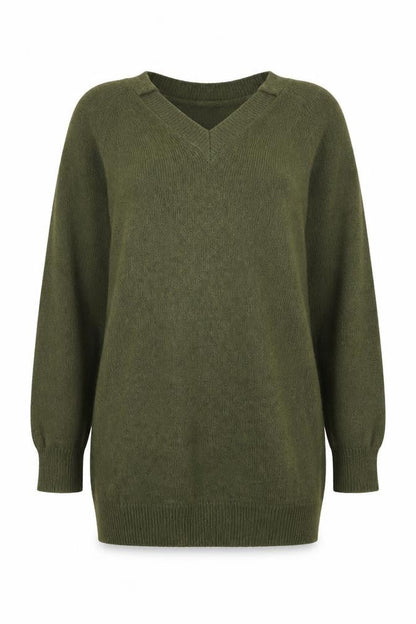 Zara Women’s Green V-Neck Long Sleeve Pullover Jumper Size S