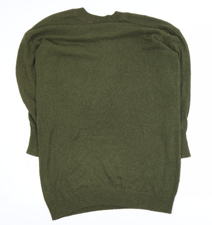Zara Women’s Green V-Neck Long Sleeve Pullover Jumper Size S