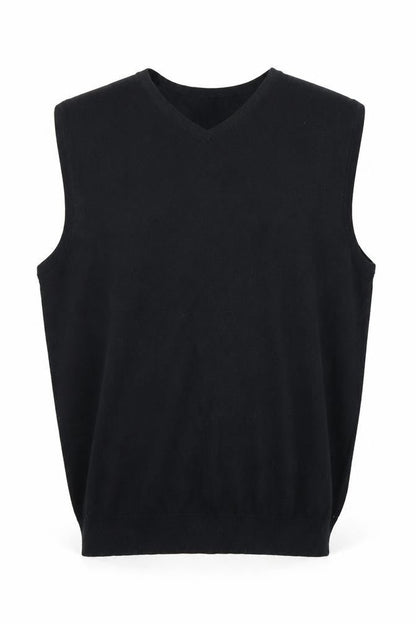 IJP Design Men's Black XL V-Neck Cotton Wool Golf Vest