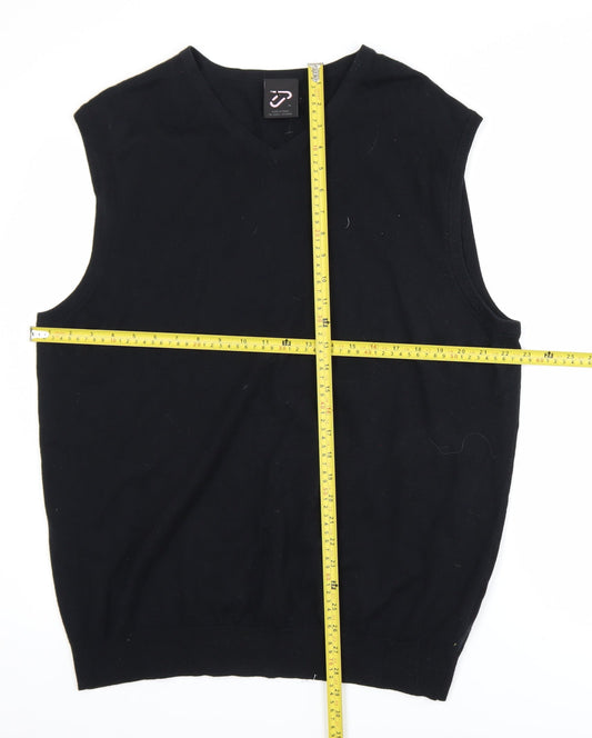 IJP Design Men's Black XL V-Neck Cotton Wool Golf Vest