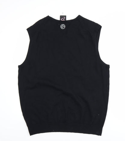 IJP Design Men's Black XL V-Neck Cotton Wool Golf Vest