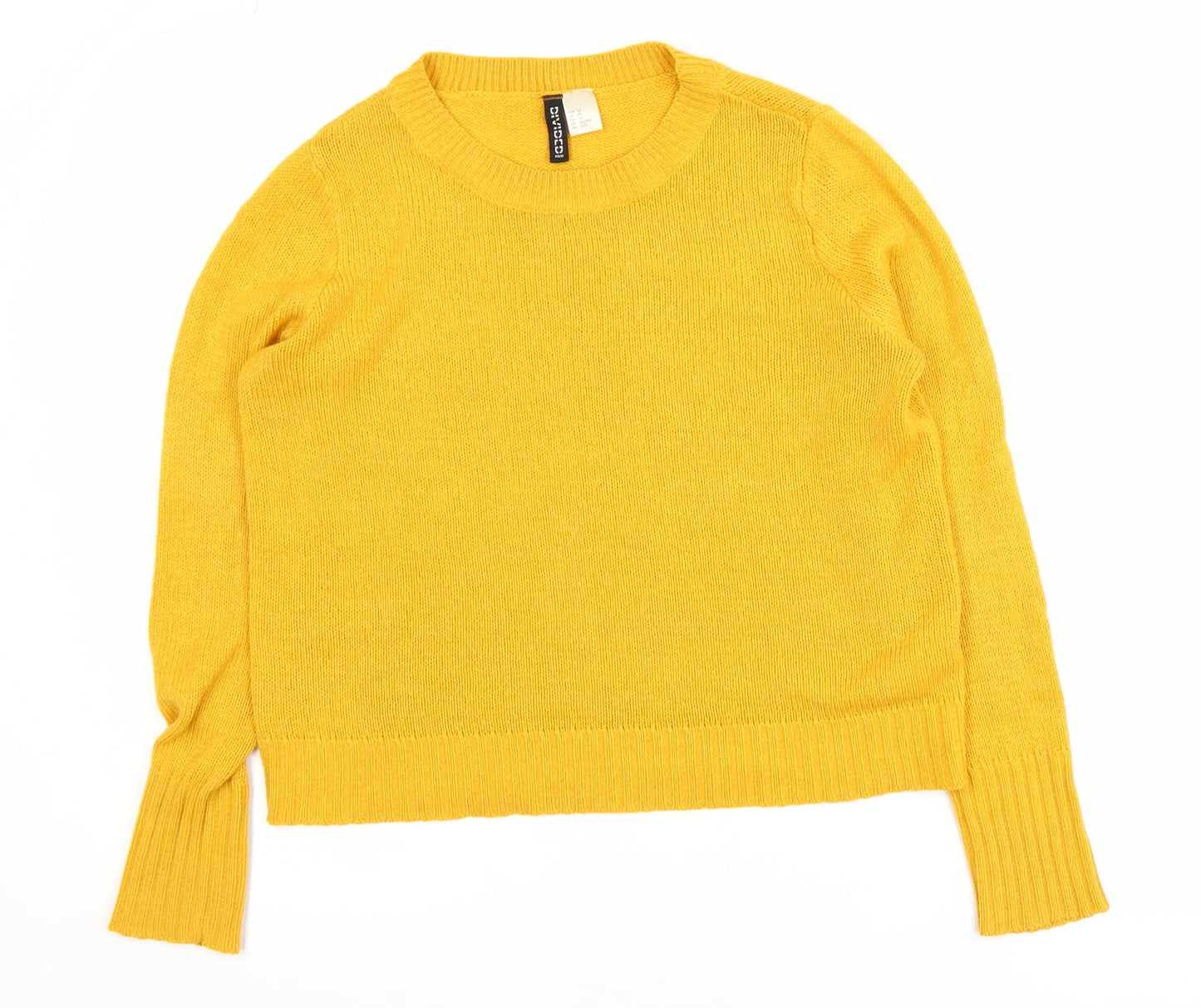 H&M Women’s Yellow Crew Neck Acrylic Knit Jumper XS
