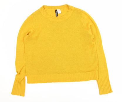 H&M Women’s Yellow Crew Neck Acrylic Knit Jumper XS